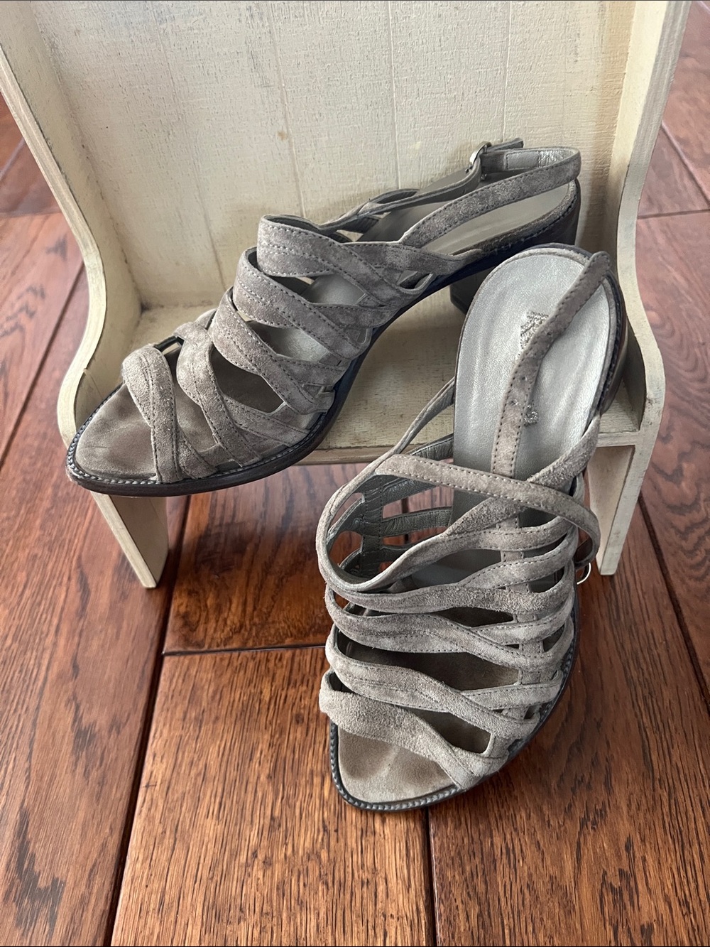 Rocco P. Gray Suede Strappy Slingback Heels